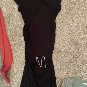 Maternity Black Ruched Maxi Dress